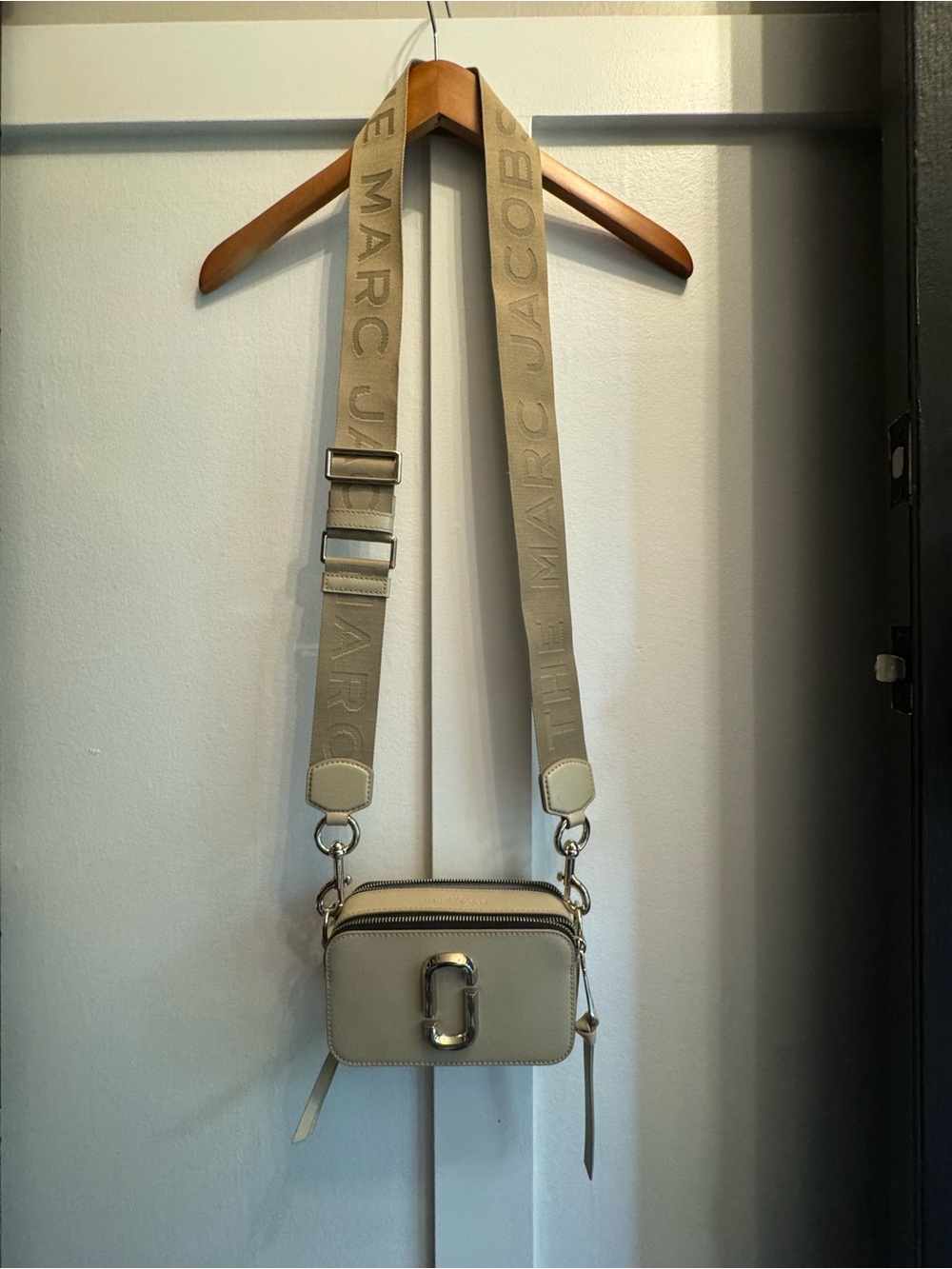Marc Jacobs Neutral Beige Camera Crossbody with Branded Strap